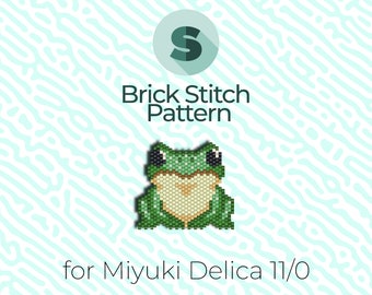 Green Frog Brick Stitch Pattern and Peyote Pattern - for Miyuki Seed Beads 11/0