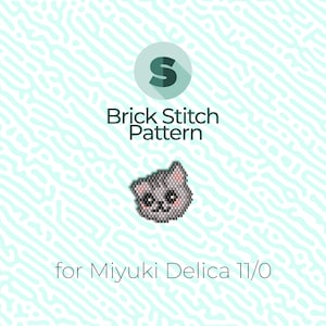 Cute Grey Kitten Brick Stitch Pattern and Peyote Pattern - for Miyuki Seed Beads 11/0