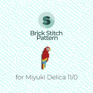 Bunter Ara Ziegelsteinstichmuster und Peyotemuster - für Miyuki-Rocailles 11/0