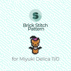 Halloween Cute Kitten Brick Stitch Pattern and Peyote Pattern - for Miyuki Seed Beads 11/0