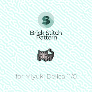 Kitten Sleeping Brick Stitch Pattern and Peyote Pattern - for Miyuki Seed Beads 11/0