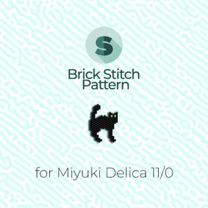Black Cat Brick Stitch Pattern and Peyote Pattern - for Miyuki Seed Beads 11/0