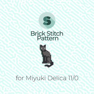 Black Cat Brick Stitch Pattern and Peyote Pattern - for Miyuki Seed Beads 11/0