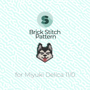 May include: Brick stitch pattern for a husky dog bead sprite, using Miyuki Delica 11/0 beads.