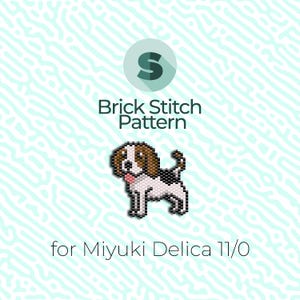 Op de afbeelding: Steekpatroon voor een beagle, met Miyuki Delica 11/0 kralen.