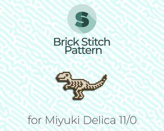 T-Rex Skeleton Brick Stitch Pattern and Peyote Pattern - for Miyuki Seed Beads 11/0