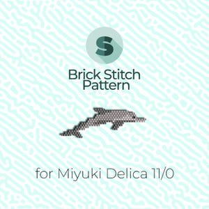 Könnte beinhalten: Ein grauer und weißer pixelartiger Delfin, ein Ziegelmuster für Miyuki Delica 11/0 Perlen.