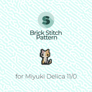 Mini Three Color Kitten Brick Stitch Pattern and Peyote Pattern - for Miyuki Seed Beads 11/0