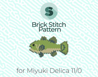 Bass Fish Brick Stitch Pattern and Peyote Pattern - for Miyuki Seed Beads 11/0