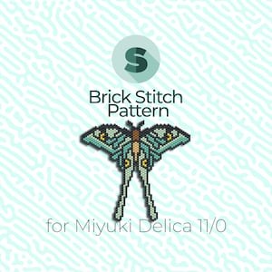 May include: A brick stitch pattern for a green and yellow butterfly, for use with Miyuki Delica 11/0 beads.