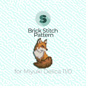 May include: A brick stitch pattern for a fox, designed for Miyuki Delica 11/0 beads.