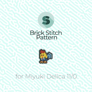 May include: Brick stitch pattern for a yellow and blue rooster, for use with Miyuki Delica 11/0 beads.
