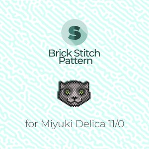 Grey Cat Brick Stitch Pattern and Peyote Pattern - for Miyuki Seed Beads 11/0
