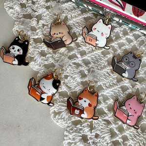 Kindle Cat Reader Charm Dust Plug | Bookish Kindle Accessory Bundle Gift | USB-C Lightning Android MicroUSB Insert | Gift for Book Lover
