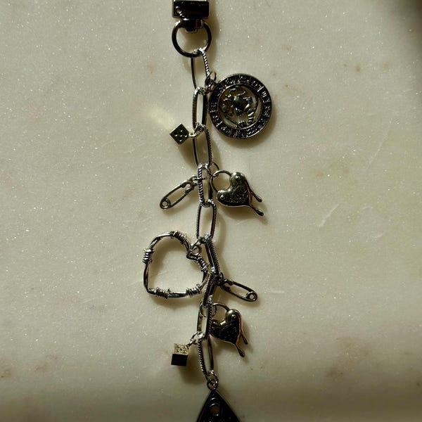 Handmade Customizable Build Your Own Silver Charm Keychain | Personalized Make Your Own Dangle Purse Bag Chain Clip Accessory