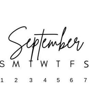 Peut inclure: Un calendrier pour le mois de septembre avec les jours de la semaine étiquetés SMTWTFS. Les numéros 1 à 14 sont listés en lignes, avec les numéros 1 à 7 sur la première ligne, 8 à 14 sur la deuxième ligne et 10 à 12 sur la troisième ligne.