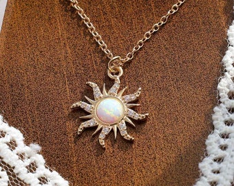 Princess Necklace,sunflower jewelry set,Sun Necklace, Sun Bracelet,  sun ring,  sunflower bracelet-necklace-ring,Cosplay,14K gold-plated