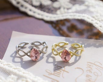 Pink Stone Crown Ring, Magic Ring,Silver/Gold rings, A Tale of Regal Elegance Inspired by Swan, Braided Ring, couple ring