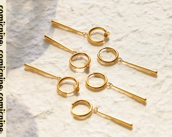 zoro, titanium steel, Zoro,cos,Anime Lovers,Dangle Earrings: plated with 14K gold,zoro earring,Minimalist Earrings, Long Bar Dangle