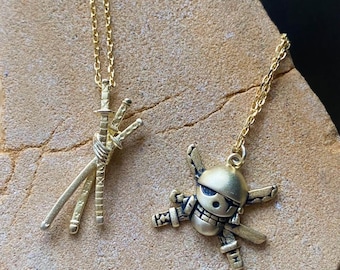 Zoro, S925 Zoro necklace 14k gold, S925, anime jewelry, anime lovers, minimalist necklace, 3 knives, role play