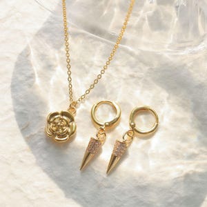 Yor,Designer Schmuck,Yor ohrring,Gold Ohrringe mit Diamanten:14K vergoldet,rose Halskette, Ohrringe, Schmuck,Geschenk,Tropfen Ohrringe,Gold Ohrring