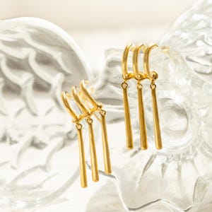S925 Zoro Earrings-Just need to pierce one ear,Minimalist Earrings, Long Bar Dangle, 14k Gold,S925, Zoro , cosplay,Anime Jewelry,Anime lover