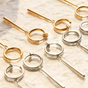zoro Dangle Earrings: plated with 14K gold,zoro earring,Minimalist Earrings, Long Bar Dangle, titanium steel, Zoro,cos,Anime Lovers