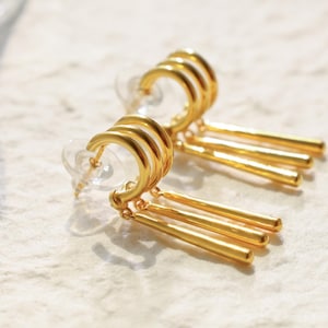 Zoro ,S925 Zoro Earrings-Just need to pierce one ear,Anime Jewelry,Anime lover,Minimalist Earrings, Long Bar Dangle, 14k Gold,S925, cosplay