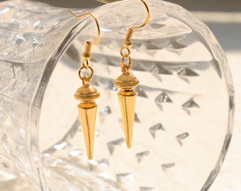 14k gold plated, Gold pointed drop earrings, gold earrings, drop earrings, gifts for friends and lovers