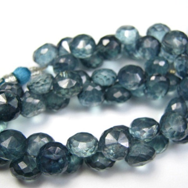 Mystic Paraiba Quartz Gemstone. Faceted  Blue Onion Briolette, 8mm.   Semi Prescious Gemstone. One Pair.  (LQB) Last ones