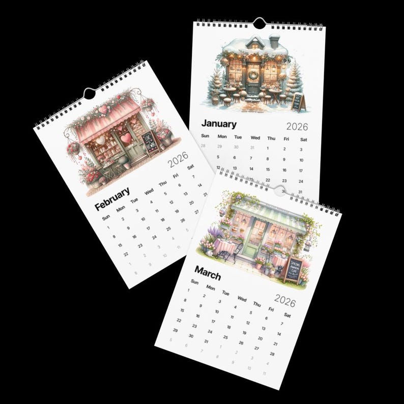 2026 Watercolor Wall Calendar – Cozy Café Seasons Art - Etsy