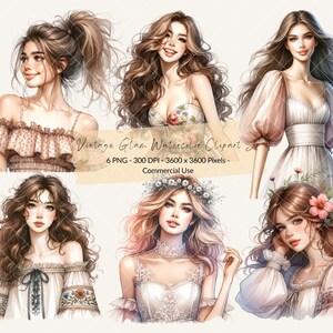 Romantic Vintage Glam Clipart – Floral Boho Watercolor Illustrations | Premium Hand-Drawn Aesthetic | Scrapbooking, Planners, Commercial Use