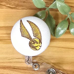 HP Snitch Yellow and White Retractable Fabric Badge Reel