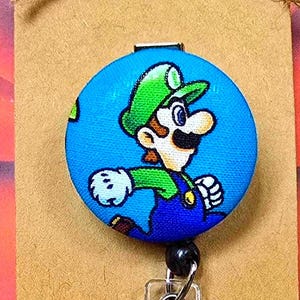 Luigi Video Game Badge Reel in Blue