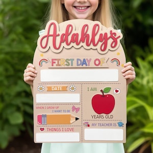 Personalized First And Last Day School Sign, Kindergarten First Day Of School Board, Custom School Wooden Sign, Back To School Gift