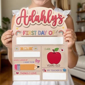 Custom First And Last Day School Sign, Kindergarten First Day Of School Board, Personalized School Wooden Sign, Back To School Gift