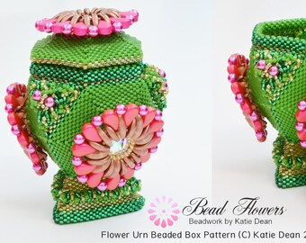 Beaded Box Tutorial to Make Flower Urn Beaded Box by Katie Dean