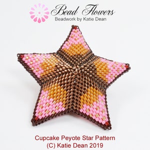 Peyote beaded star cupcake design. Tutorial to make a 2 5cm Peyote stitch beaded star. Designed by Katie Dean. image 2