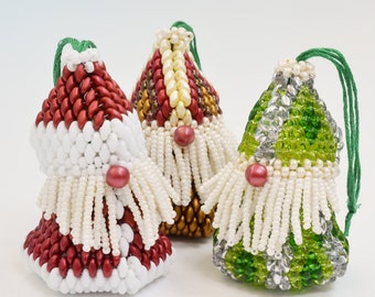 Superduo Christmas Gnomes Beaded Box Beaded Christmas Decoration, Peyote Stitch Beading Tutorial/Pattern by Katie Dean