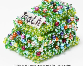 Tooth Fairy Beaded Box Tutorial using Cubic Right Angle Weave for Beaded Boxes by Katie Dean, Beadflowers