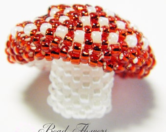 Beaded Mushroom or Toadstool Charm Tutorial. Learn how to use Peyote stitch to make this cute beaded charm designed by Katie Dean.