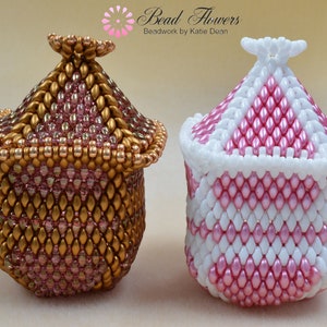 Square Superduo Beaded Box Tutorial / Beading Pattern by Katie Dean
