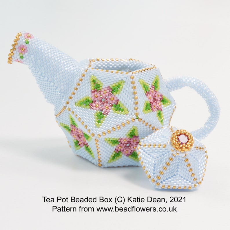 Tea Pot Beaded Box Tutorial/Beading Pattern. Downloadable PDF. Peyote stitch bead weaving project for intermediate to advanced beaders. image 2