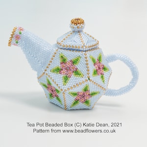 Tea Pot Beaded Box Tutorial/Beading Pattern. Downloadable PDF. Peyote stitch bead weaving project for intermediate to advanced beaders. image 1