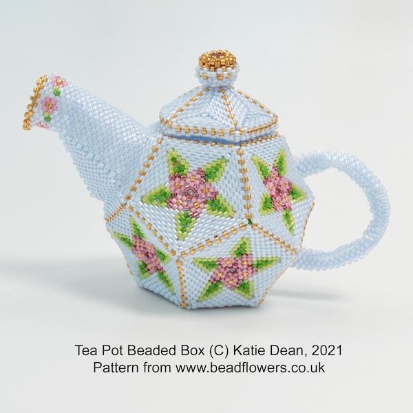 Tea Pot Beaded Box Tutorial/Beading Pattern. Downloadable PDF. Peyote stitch bead weaving project for intermediate to advanced beaders.