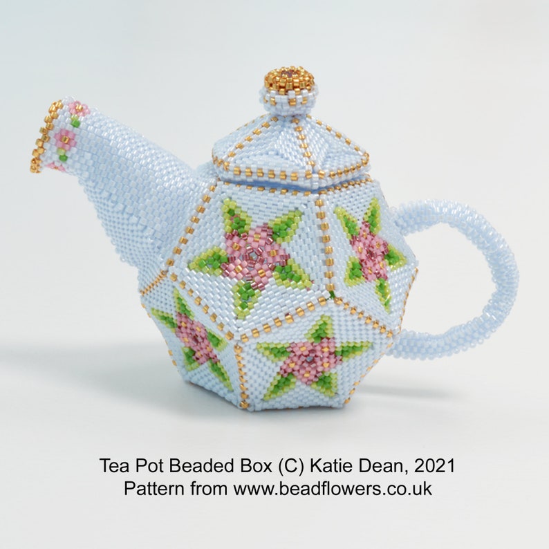 Tea Pot Beaded Box Tutorial/Beading Pattern. Downloadable PDF. Peyote stitch bead weaving project for intermediate to advanced beaders. image 1