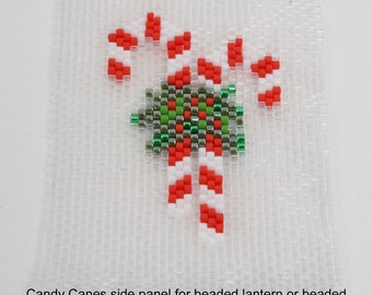 Candy canes Peyote Stitch Panel for a Beaded Lantern or Beaded Picture Frame, designed by Katie Dean, Beadflowers
