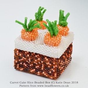 Carrot Cake Slice Beaded Box - Peyote Stitch Beading Pattern