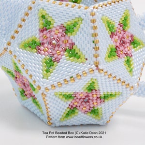 Tea Pot Beaded Box Tutorial/Beading Pattern. Downloadable PDF. Peyote stitch bead weaving project for intermediate to advanced beaders. image 3