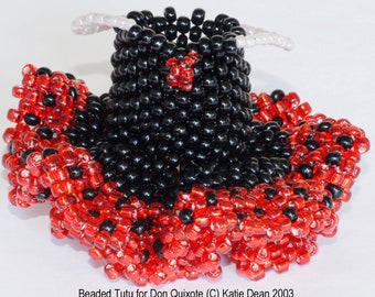 Miniature Beaded Tutu Peyote Stitch beading pattern using basic seed beads, designed by Katie Dean